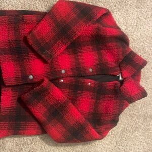 red plaid coat